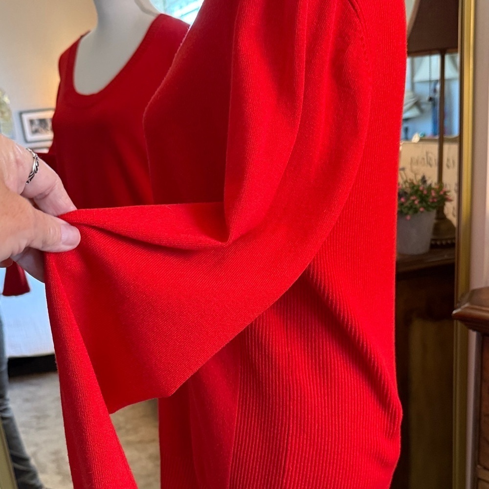 Attention Vibrant Red/Orange Scoop Neck Sweater - Picture 7 of 12